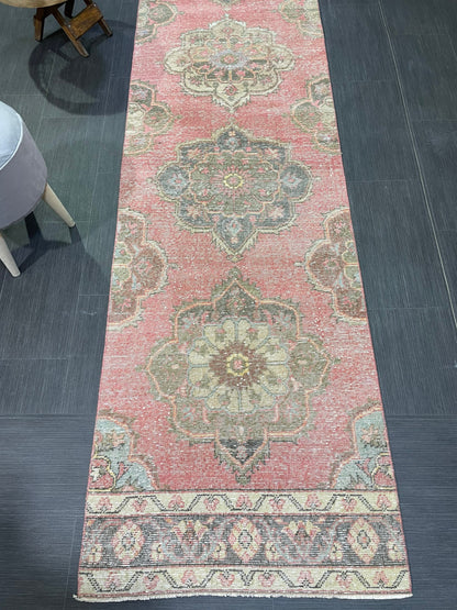 Turkish Runner Rug, Hand Knotted 2.8 x 12.7 Runner Rug, Vintage Runner Rug, Hallway Runner Rug, Persian Kitchen Runner Rug, Runner Rug