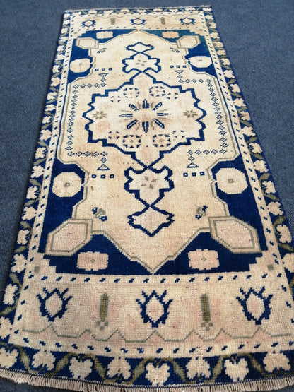 Small Turkish Rug Bathroom Rug Vanity Rug Powder Room Rug Hand Knotted Rug Oushak Rug Hand Made Rug Vintage Rug Door Mat