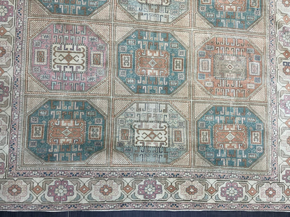 Antique Persian RUG, Turkish Oushak 6.5 x 9.6 Rug, Vintage Rug, Vintage Rug, Wool Muted Fine Knotted Rug, Handmade Rug,