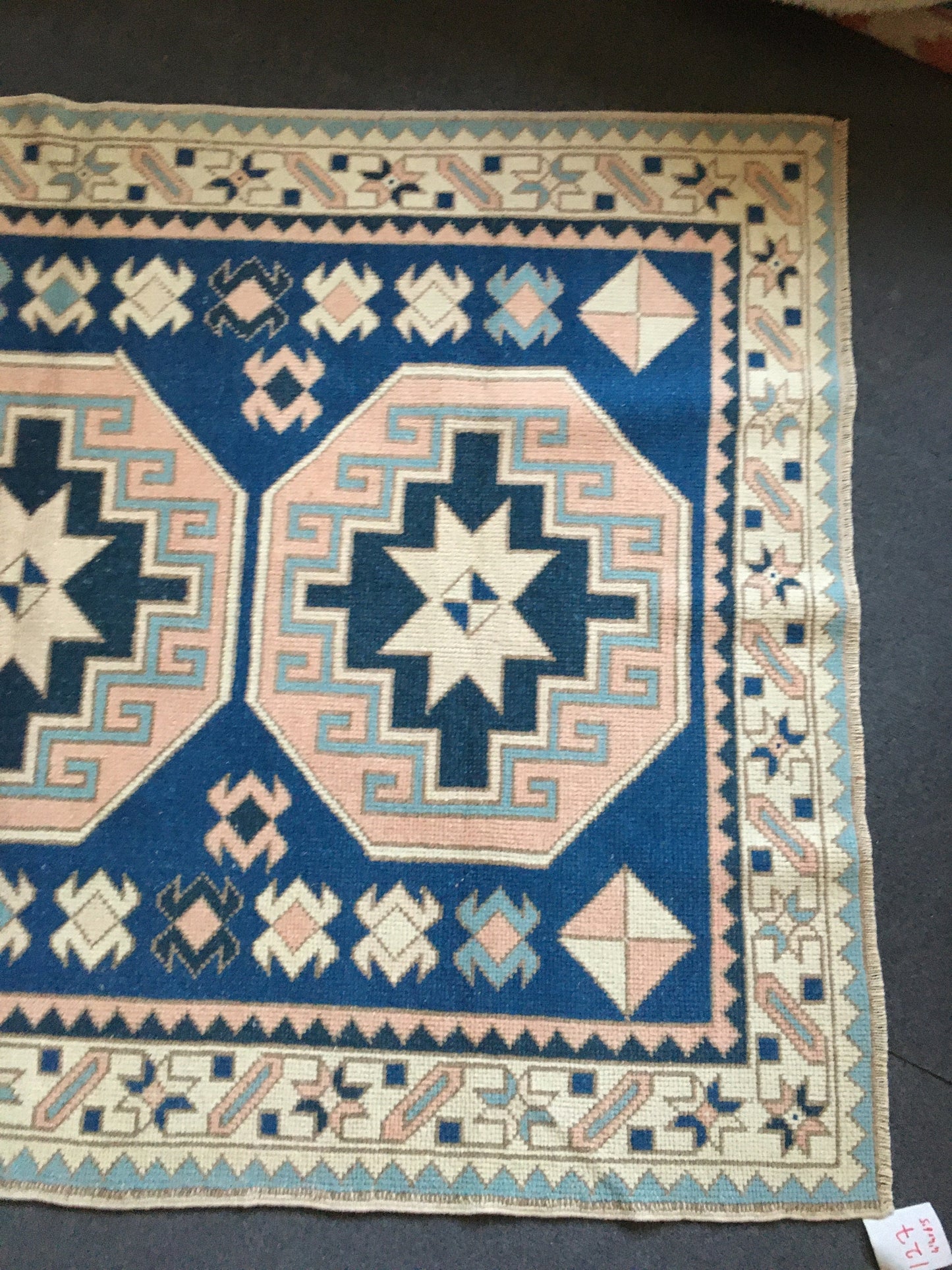 4x6.5 feet handmade muted blue large kitchen rug, turkish vintage bedroom rug, living room floor medium pink rug, oriental anatolian rugs