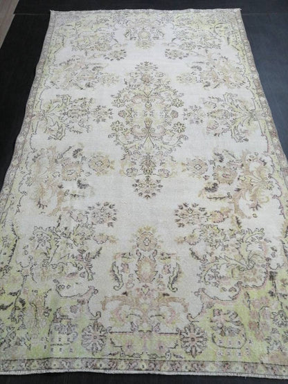 Floral Muted RUG 10.6 x 6 Muted TURKISH Rug Oriental Vintage Wool Rug Hand Made Rugs Vintage Large Turkish Rug