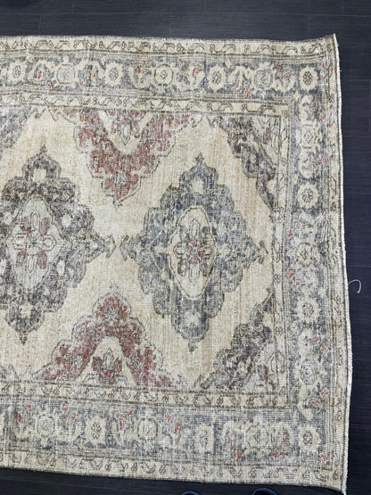 Vintage Runner 4.9 x 12.7 Rug, Turkish Runner Rug, Faded Distressed Runner Rug,Hallway Runner Rug Neutral Kitchen Runner Rug