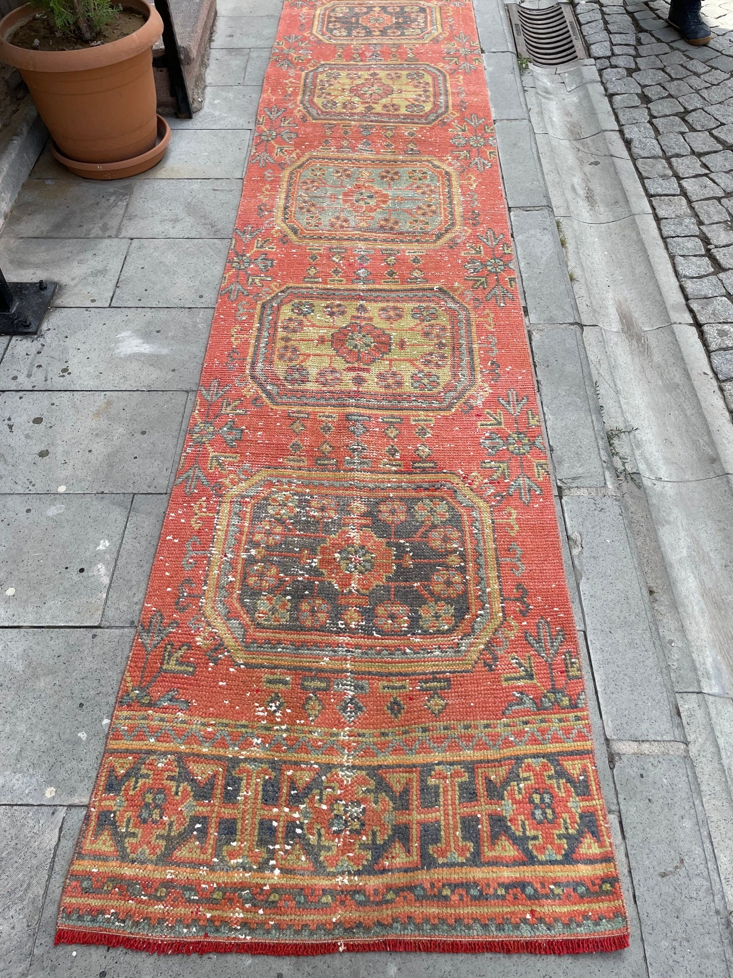 Long Vintage Runner Stairs Runner Rug 2.6 x 22.3 Handmade Runner Rug XL Oriental Runner Rug Staircase Hand Knotted Runner rug