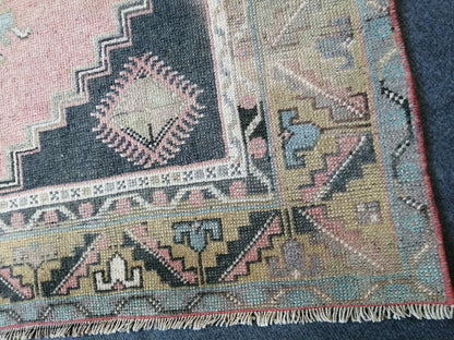 HandMade Rug 4 x7 Hand Crafted Rug, Rustic Rug, Bohemian Rug, Rug Runner, Turkish Rug, Farmhouse Rug, Vintage Rug, Wool Rug Hand Knotted Rug