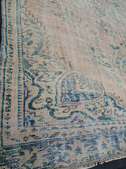 9.5 x 5.4 Distressed Rugs, Hand Made Rug, Oushak Rug, Rustic Rug, Bohemian Rug, Rug Runner, Turkish Rug, Farmhouse Rug, Vintage Rug