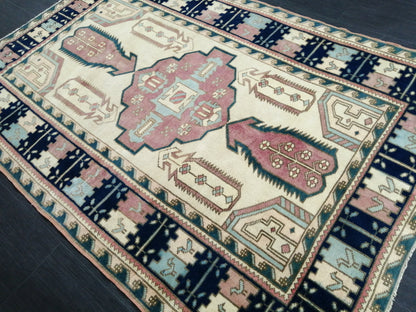 OUSHAK RUG Vintage 6.7 x 4.4 Oriental Rug High Pile Rug TURKISH Oushak Rug Vintage Wool Oushak Rug Hand Made Rugs Vintage Turkish Rug