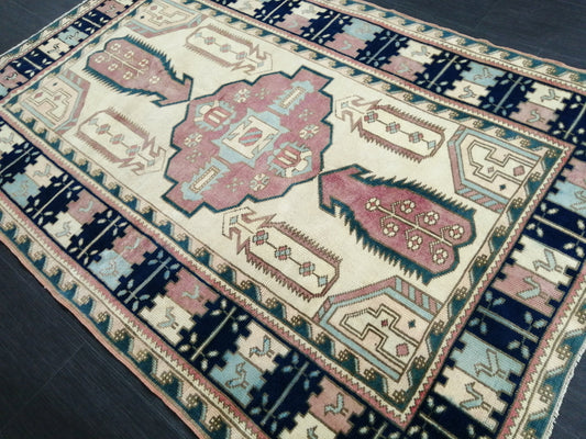 OUSHAK RUG Vintage 6.7 x 4.4 Oriental Rug High Pile Rug TURKISH Oushak Rug Vintage Wool Oushak Rug Hand Made Rugs Vintage Turkish Rug