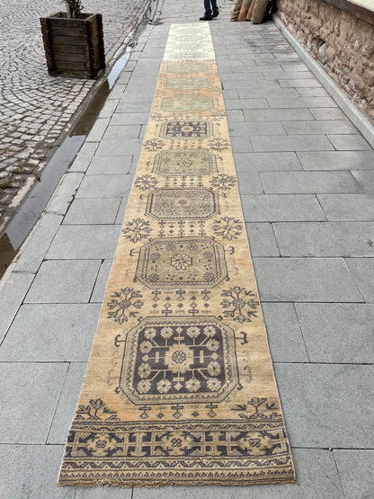 Staircase Runner Rug 2.3 x 26 ft Extra Long TURKISH Runner Rug Vintage Runner Rug Distressed Runner Rug  Runner Hand Knotted Runner