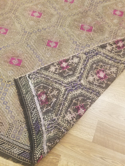 6x10 flatwoven with embroidery rug, handmade kilim rug, vintage turkish rugs oushak rug vintage oushak rug, wool rug