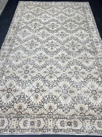 Muted Persian RUG 6.9 x 11 Turkish Rug Natural Rug Antique Rug Vintage Rug Wool Muted Oriental Rug Handmade Rug Hand Knotted Rug 7x11 rug