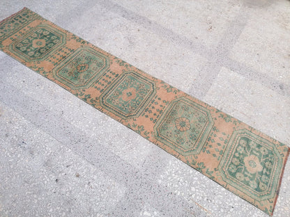 2x9'8 oushak turkish runner rug,turkish wool vintage handmade runner, kitchen runner rug