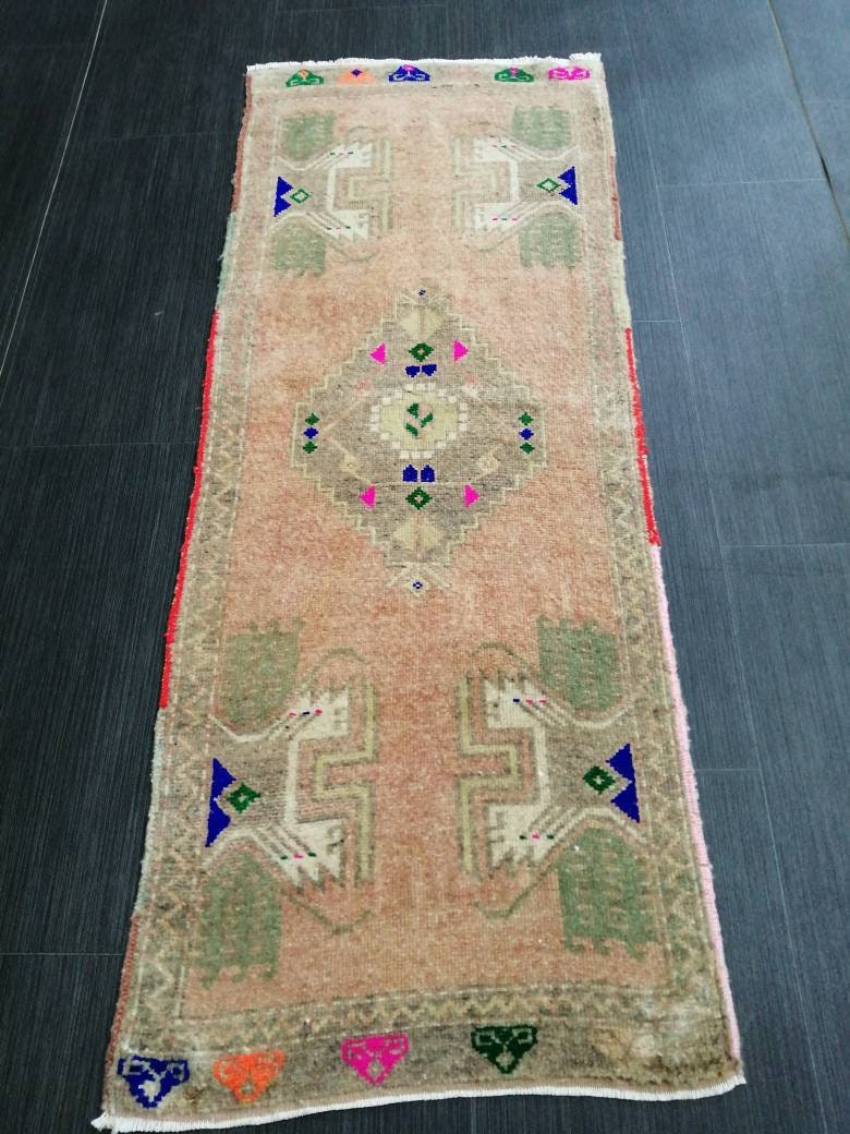 Vintage Turkish Rug Mini Rug Small Area Rug Turkish Rug Oushak Rug Persian Hand Made Rug Oriental Vintage Rug Door Mat