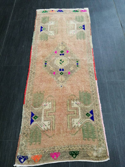 Vintage Turkish Rug Mini Rug Small Area Rug Turkish Rug Oushak Rug Persian Hand Made Rug Oriental Vintage Rug Door Mat