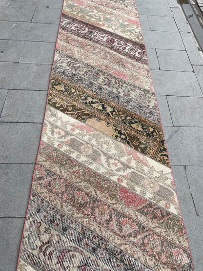 Vintage Runner Rug 2.7 x 22 ft Extra Long  TURKISH Runner Rug Vintage Runner Rug Oriental Runner Rug Patchwork Runner Hand Knotted Runner
