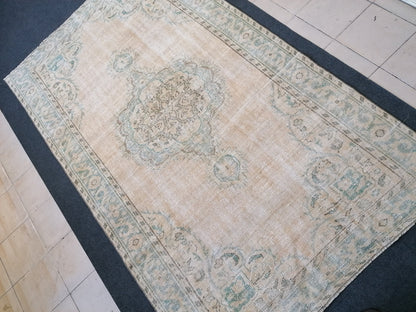 6x10 feet large vintage rug, rustic oushak rug, distressed turkish handmade rugs, living room area rug, vintage oversize rug