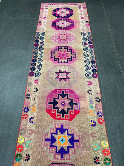 Long Oriental Runner Rug Turkish Runner Rug Vintage Runner Rug 2.7 x 13 Hallway Runner Rug Kitchen Runner Rug Wool Staircase Runner Rug