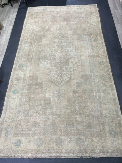 Muted Turkish RUG Oushak 7.4 x 13.5 Rug Vintage Oriental Rug Vintage Persian Rug Wool Hand Knotted Rug Handmade Rug Vintage Turkish Rug