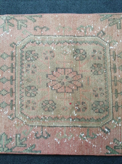 11'4x2'2 oushak turkish runner rug, vintage runner rug, vintage oushak runner rug, vintage anatolian rug,unique hand made rug,kitchen rug