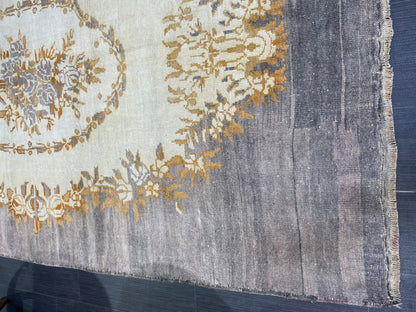 Vintage Rug, Persian 4.9 x 8.7 Rug, All Wool Hand Knotted Rug, HANDMADE Rug, Vintage Turkish Rug, Oushak Rug, Grey Wool Rug