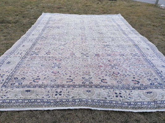 7.8 x 10.10 Vintage turkısh rug, vintage oushak rug, wool anatolian rug