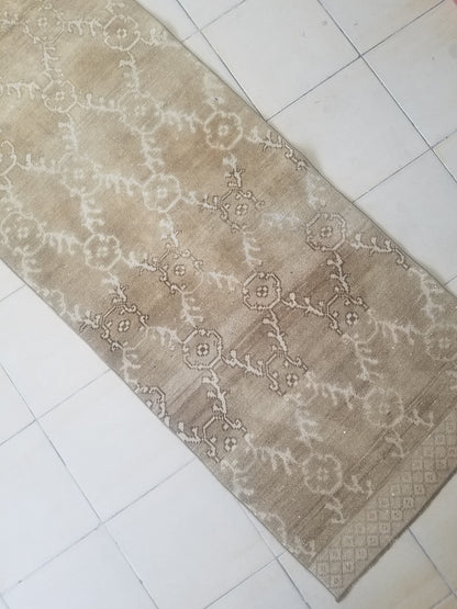 11'6x2'8 neatural color runner rug, oushak natural runner rug, turkish runner rug, oushak hand made rug