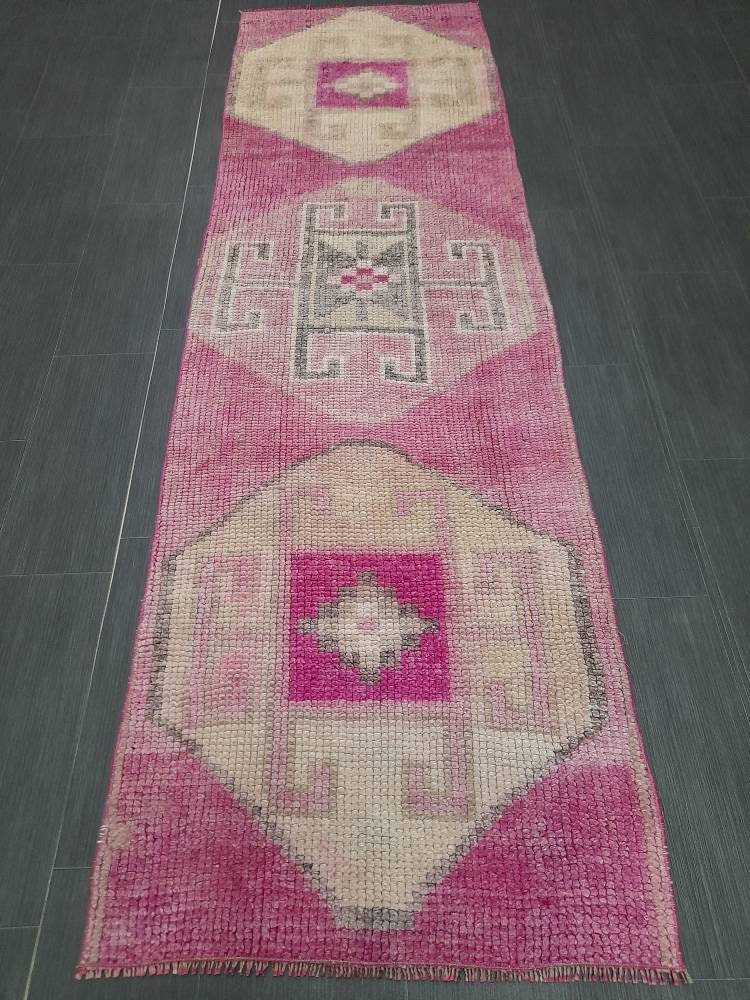 Handmade Runner Rug 2.4 x 8.2 Turkish Runner Rug Vintage Runner Rug Hallway Runner Rug Muted Kitchen Runner Rug Muted Persian Runner