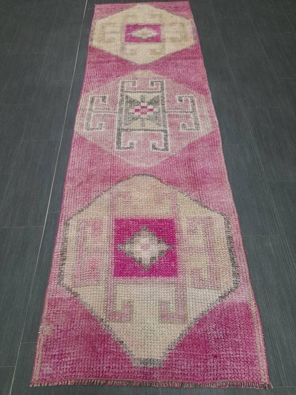 Handmade Runner Rug 2.4 x 8.2 Turkish Runner Rug Vintage Runner Rug Hallway Runner Rug Muted Kitchen Runner Rug Muted Persian Runner