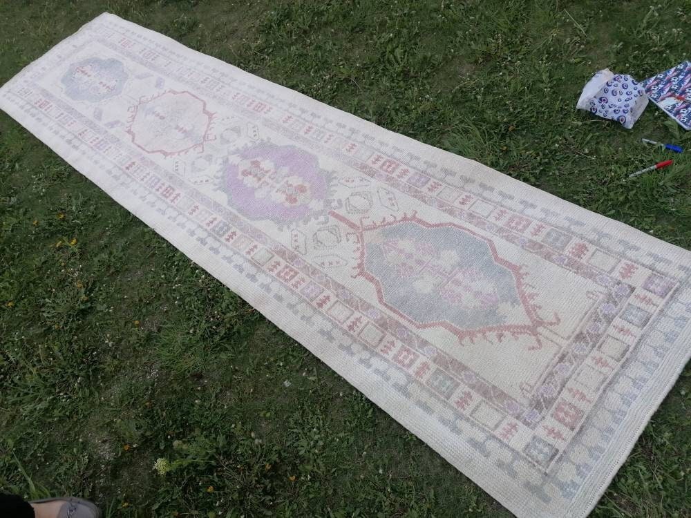 3x12'6 oushak wool runner, turkish oushak new production handmade rug, hallway runner rug