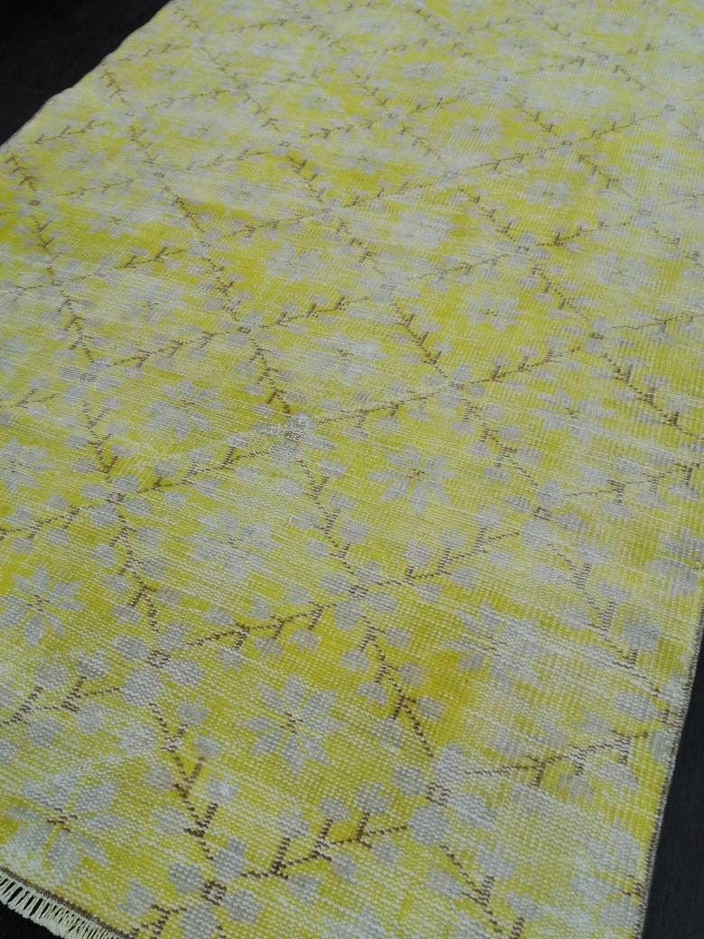 Vintage RUG TURKISH Rug 7.3 x 4.5 Oushak Rug Vintage Oushak Rug Vintage Rug Muted Boho Rug Hand Made Rug Vintage Neutral Rug