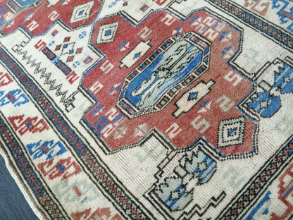 Vintage Rug, Wool rug 4.4 X 2.6 RUG Hand Made Rug, Oushak Rug, Rustic Rug, Bohemian Rug, Rug Runner, Turkish Rug, Farmhouse Rug,