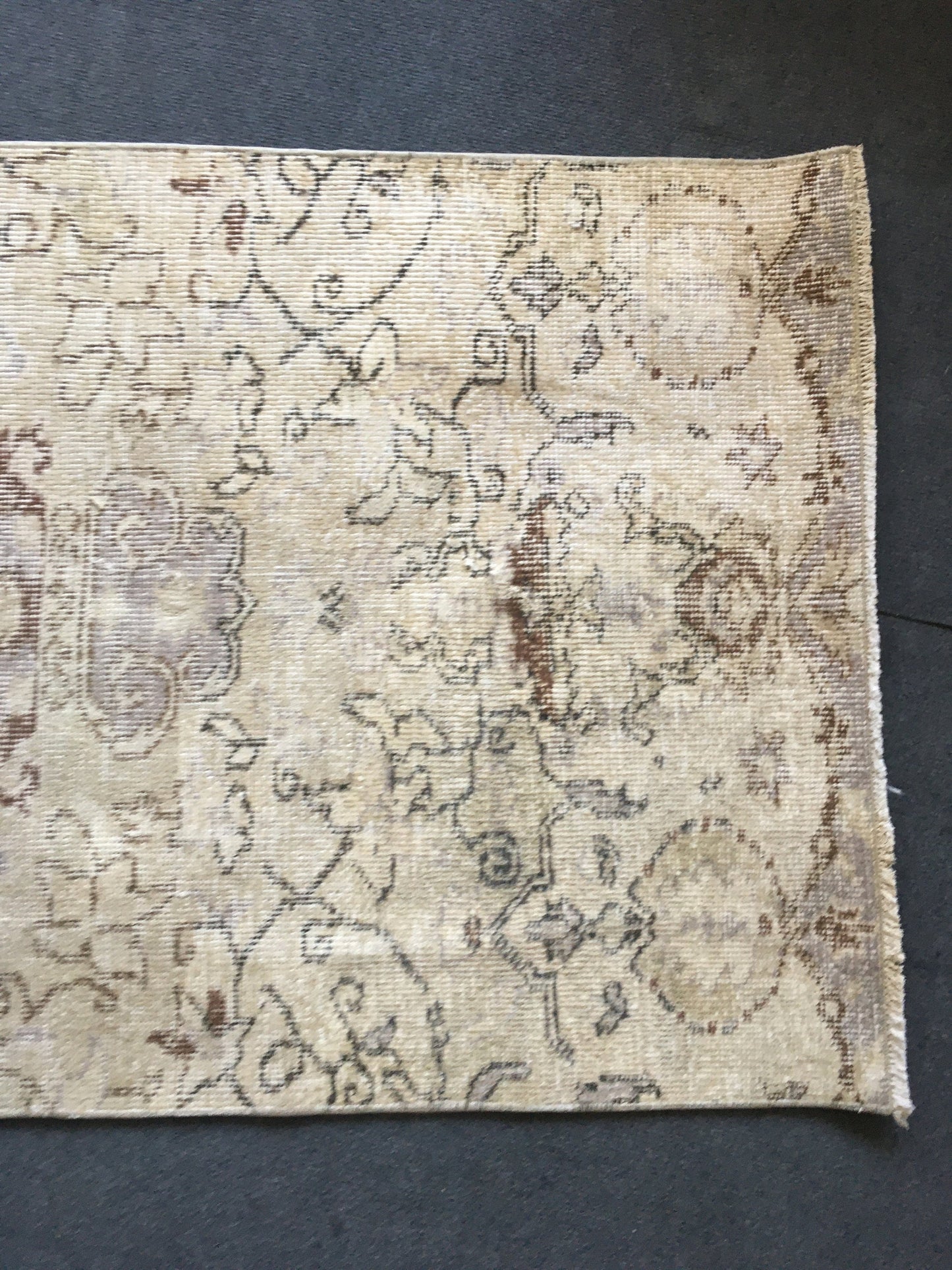 2.6x9 feet natural brown turkish long runner rug, entryway tall runner, vintage faded living room rug, kitchen floor runner, bath mat rug