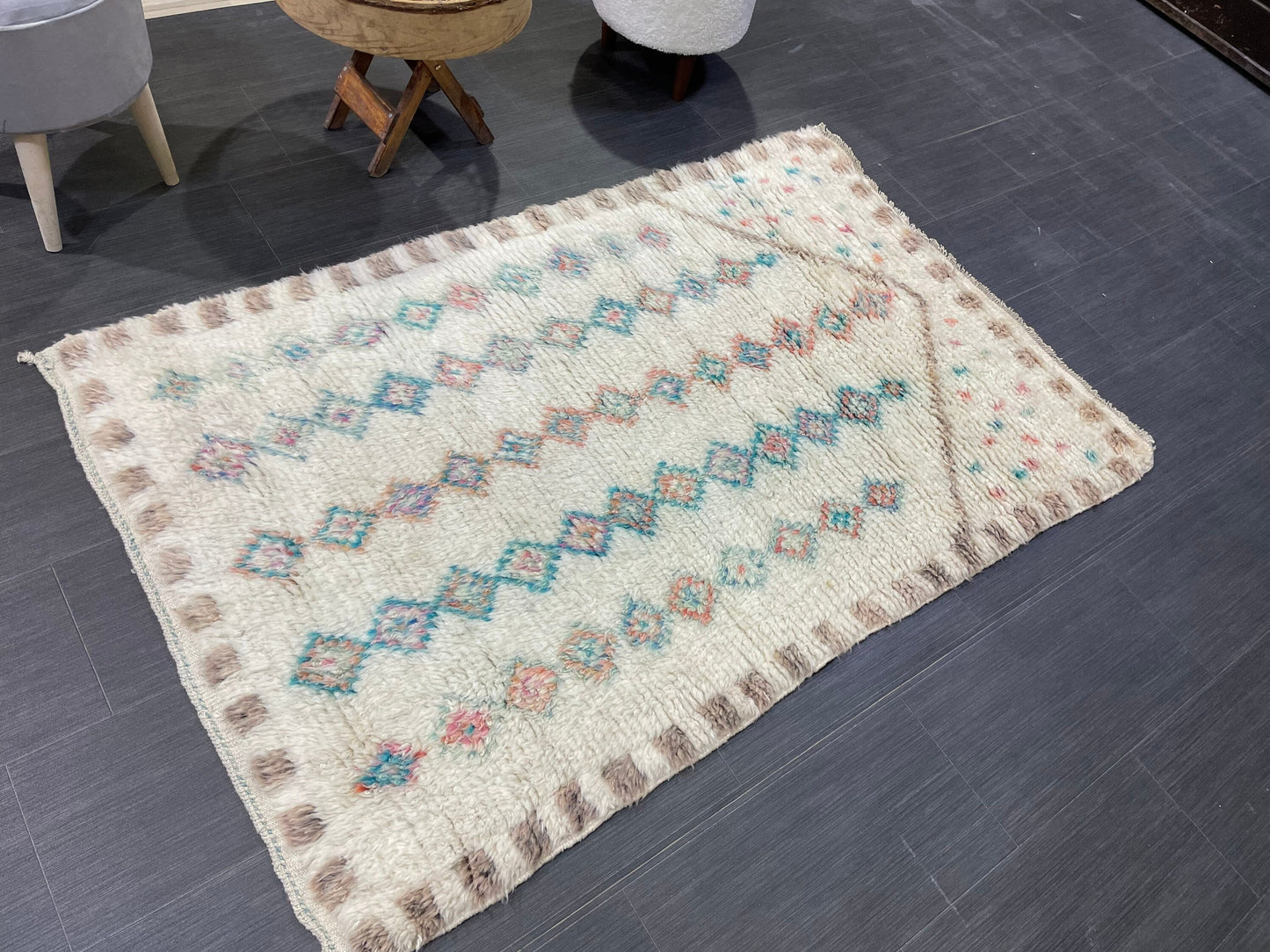 Antique Wool Rug, Vintage Shaggy 3.5 x 5.4 Rug, High Wool Pile Rug,  Plush Rug, Handmade Rug, Hand Knotted Rug, Turkish Rug, Nomad Rug, Rear