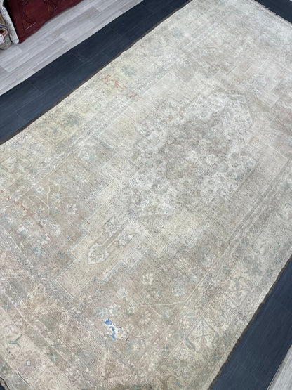 Muted Turkish RUG Oushak 7.4 x 13.5 Rug Vintage Oriental Rug Vintage Persian Rug Wool Hand Knotted Rug Handmade Rug Vintage Turkish Rug