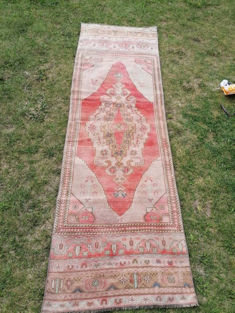 2'7x8'2 wool oushak runner rug hallway handmade runner, vintage runner rug turkish runner rug kitchen runner