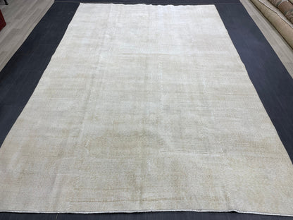 Neutral RUG TURKISH Rug 6.7 x 10 Vintage Rug Natural Wool Oushak Rug Handmade Persian Rugs Vintage Plain Rug Neutral Oriental rug