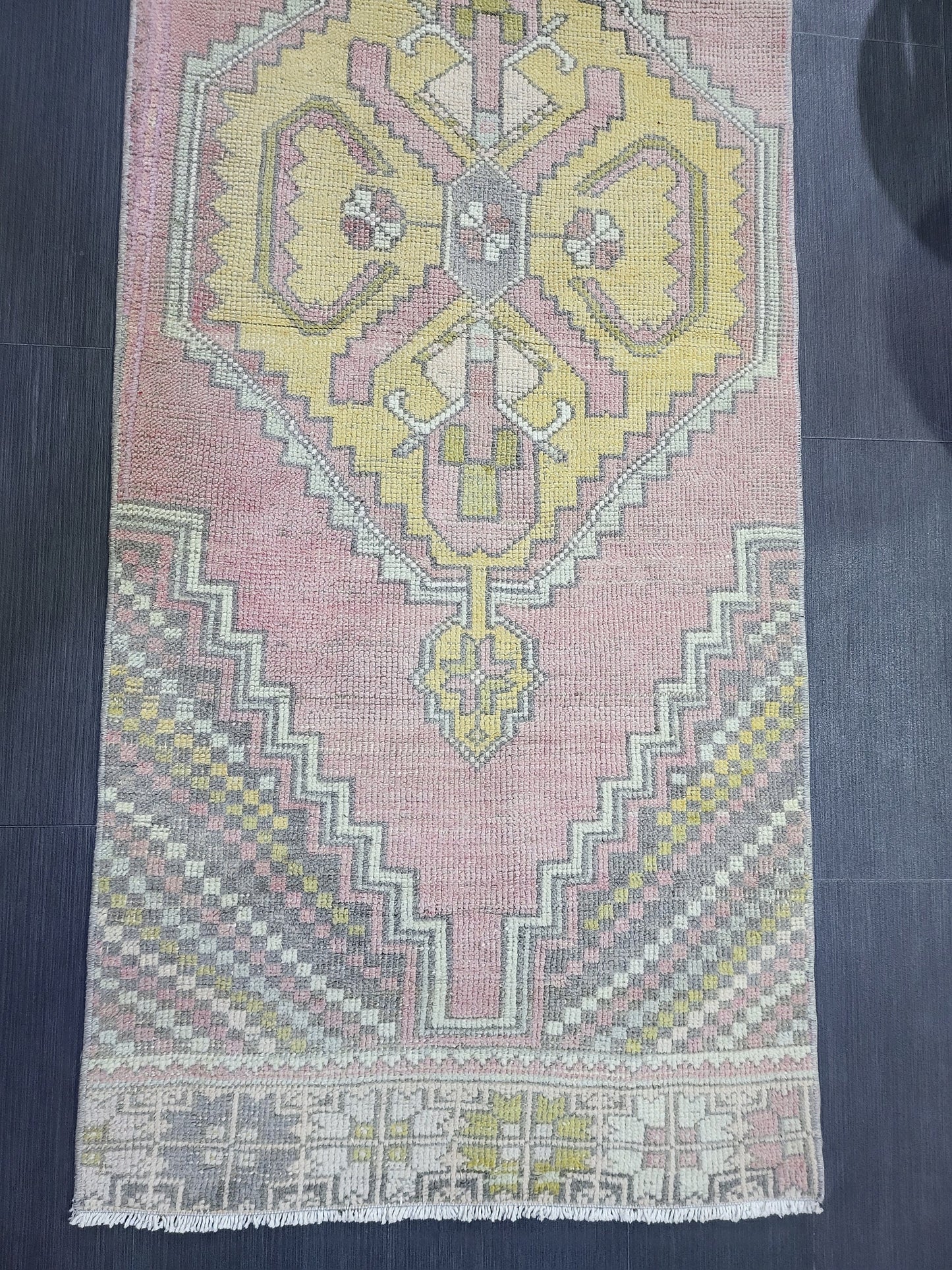 VINTAGE Oushak Runner, Turkish Runner Rug, Vintage 2.6 x 10.2 Runner Rug, Hallway Runner Rug, Turkish Rug Runner Wool Runner Rug