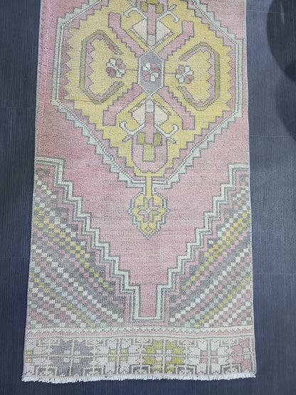 VINTAGE Oushak Runner, Turkish Runner Rug, Vintage 2.6 x 10.2 Runner Rug, Hallway Runner Rug, Turkish Rug Runner Wool Runner Rug