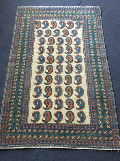 3x4 feet small turkish rug, handmade small kitchen area rug, green small hallway middle rug, vintage blue bedroom rug,bathroom wool mini rug