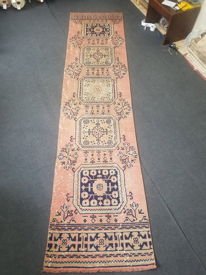 Wool runner rug 2'9x11'6 vintagevintage oushak runner rug unique hand made rug kitchen runner rug