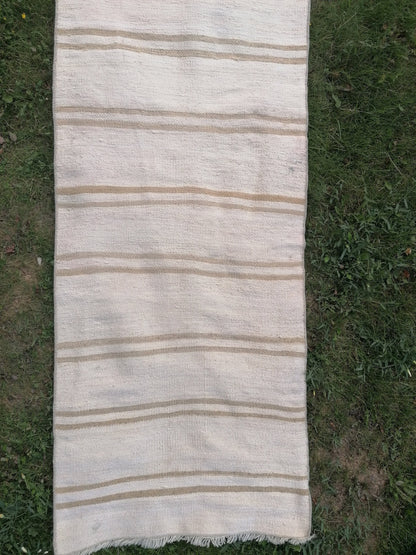 2.2x26 Neutral vintage runner rug , extra long flat woven kilim runner, oriental runner rug,  vintage handmade rug
