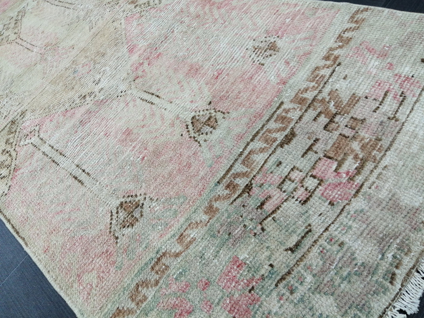 2.8 x 10.9 Distressed Oushak Runner Rug Muted Turkish Runner Rug Vintage Runner Rug Muted Hallway Runner Rug Kitchen Runner Rug Wool Runner