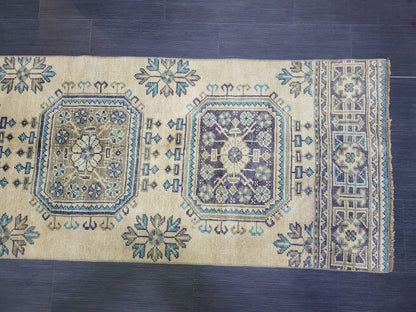 WOOL Oushak Runner Rug, Turkish Runner 2.6 x 11.2 Rug, Vintage Runner Rug ,Hallway Runner Rug, Kitchen Runner Rug Persian Runner Rug