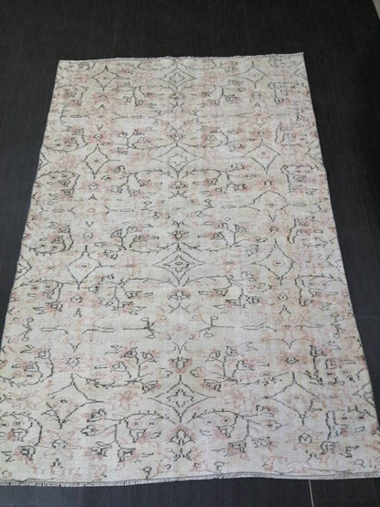 Muted Vintage RUG TURKISH Large Rug 5.5 x 8.3 Oushak Rug Vintage Oushak Rug Vintage Rug Muted Faded Rug Hand Made Rug Vintage Neutral Rug