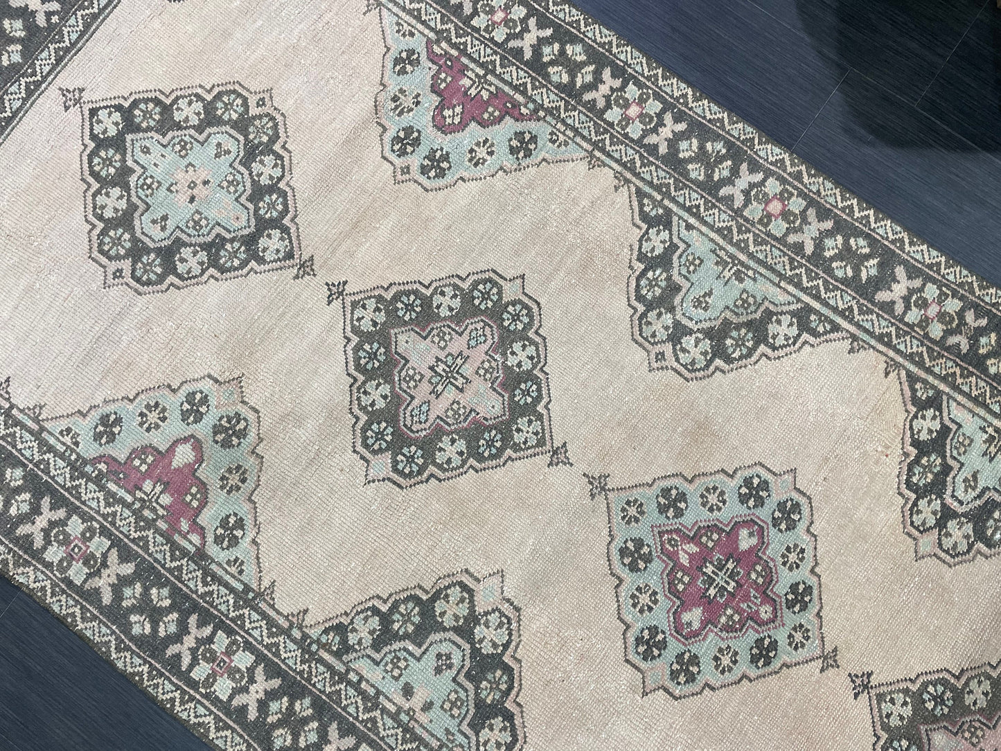 Antique Handmade Runner RUG 4.2 x 10 TURKISH Oushak Rug Vintage Runner Rug Vintage Runner Rug Wool Oushak Rug Handmade Rug Hand Knotted Rug