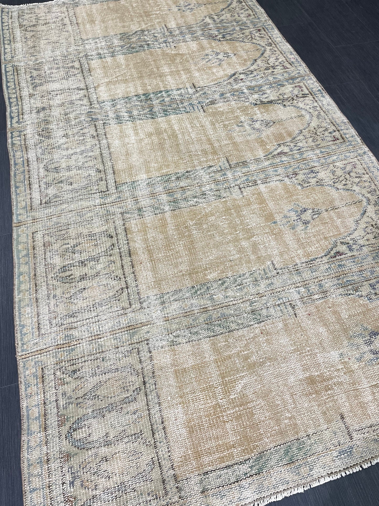 Oriental RUG TURKISH Rug 4.3 x 7.6 Vintage Oushak Rug Vintage Persian Rug Wool Meditation Rug Handmade Rugs Vintage Prayer Rug