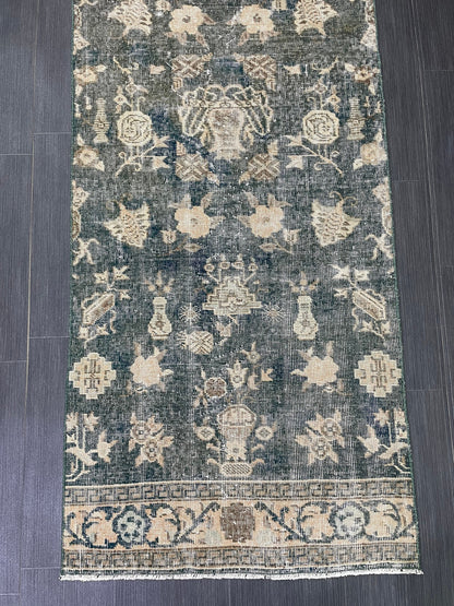 Vintage Runner Rug 2.5 x 7 Turkish Runner Rug Varigated  Brown Vintage Runner Rug Hallway Runner Rug Kitchen Runner Rug Wool Runner