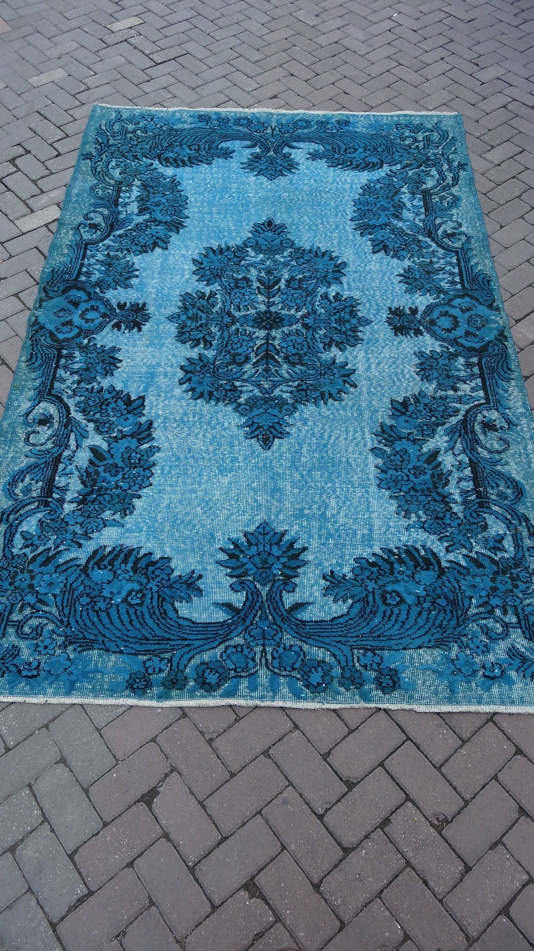 TURQUOISE RUG, Vintage Oushak Rug, Wool Oushak Rug, Oushak Rug, Turkish Rug, Bohemian Rug, Wool Rug, living Room Rug