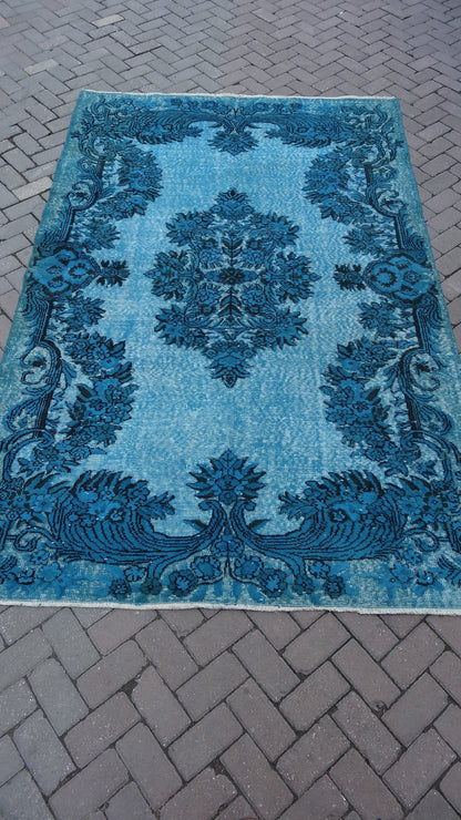 TURQUOISE RUG, Vintage Oushak Rug, Wool Oushak Rug, Oushak Rug, Turkish Rug, Bohemian Rug, Wool Rug, living Room Rug