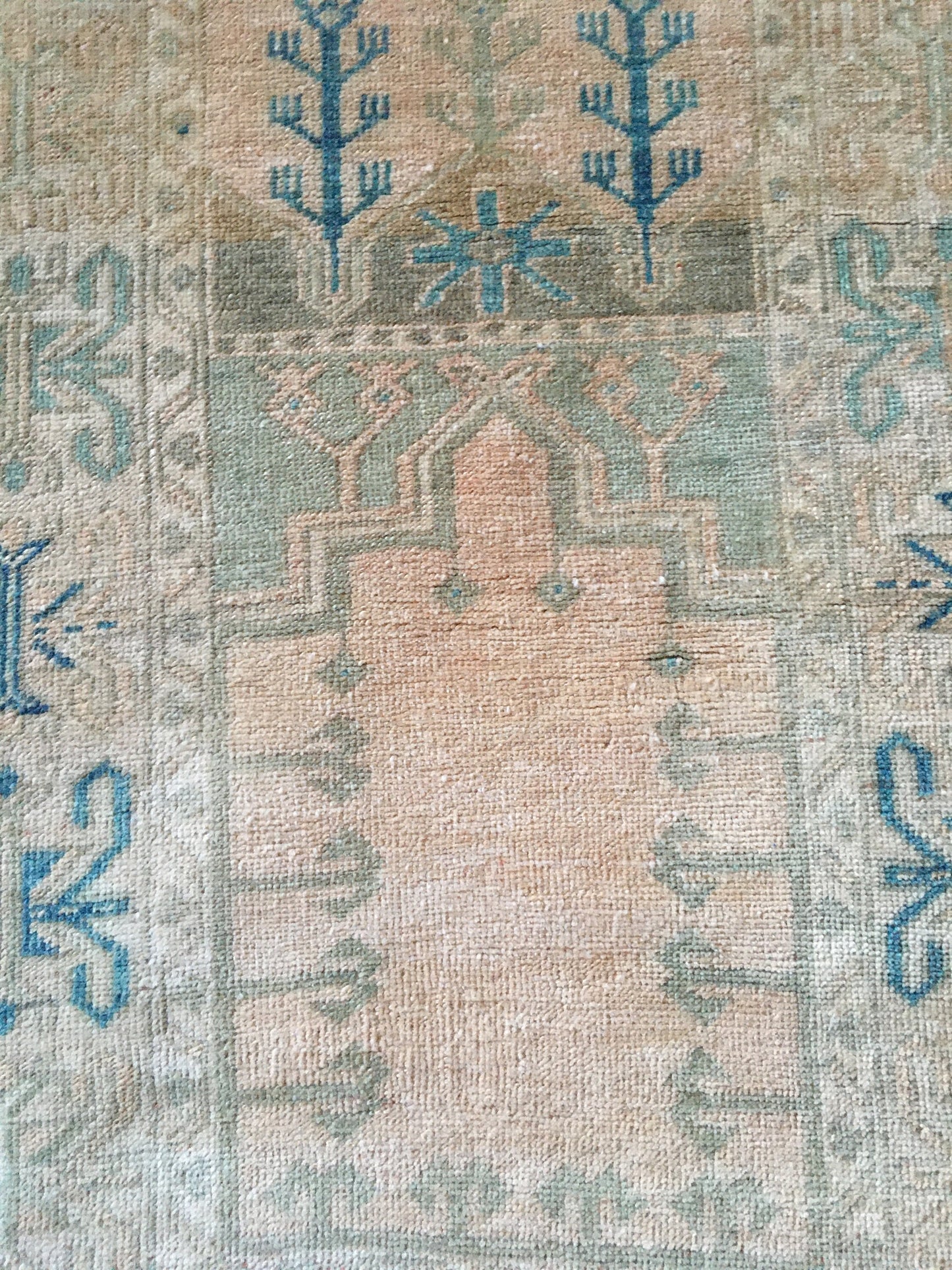 3x4 feet large turkish floor rug, handmade natural teal mini area rug, oushak bedroom rug, living room wide rug,kitchen floor wool brown rug