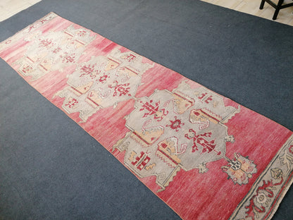 12'x3'6 vintage hallway runner rug,unique hand made runner kitchen runner rug